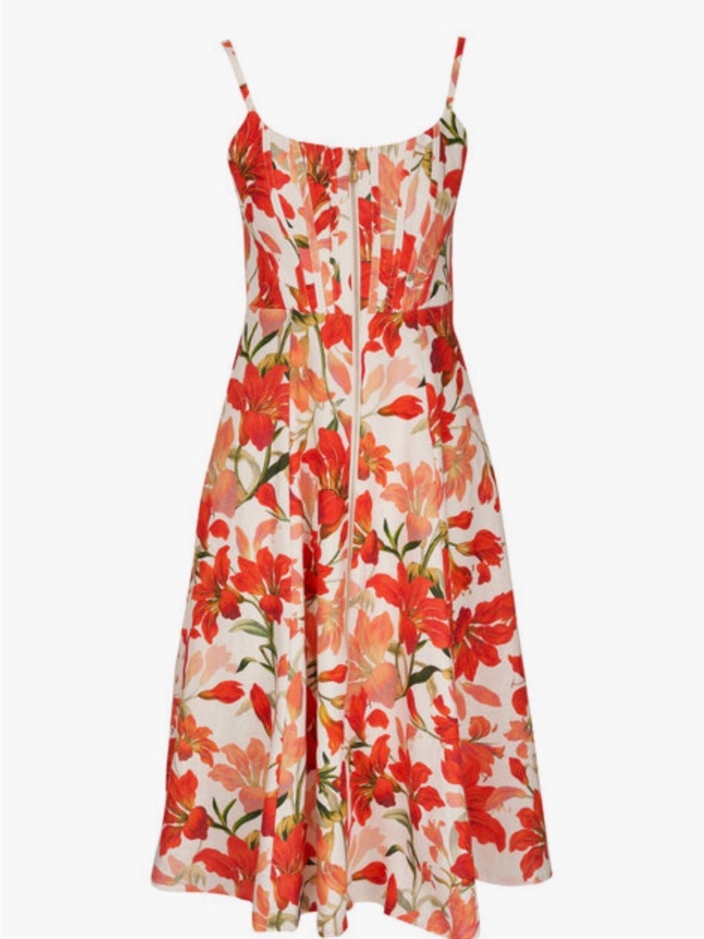 Zimmermann Tranquility Red Lilly Zip Linen Midi Dress US12/UK16/AU4 - Picture 6 of 15